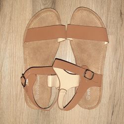 WellSfountn flat tan sandals

