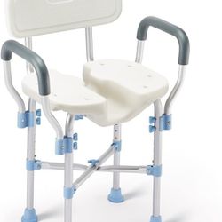 OasisSpace Shower Chair with Armrests and Back 500lbs, Non-Slip Bath Support Recovery Chair and Upgraded U-Shaped