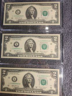 $2 bills/fancy serial number/Trinary notes