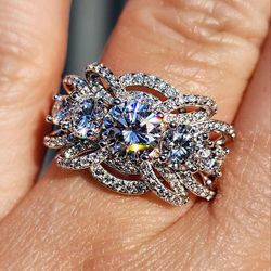 1 Carat Moissanite Sterling Silver Ring