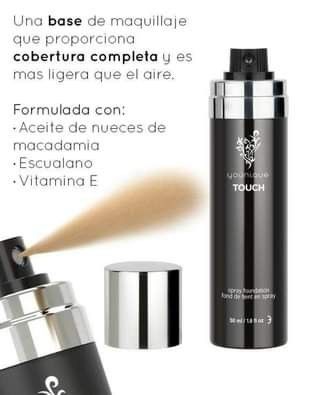 Base de maquillaje en Spray de Younique.Tengo todos Los tonos disponibles .Sino sabes cual es tu tono yo te ayudo.