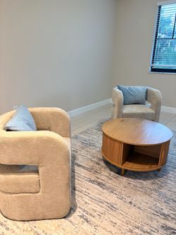 Set of 2 Modern Cream Accent Chairs