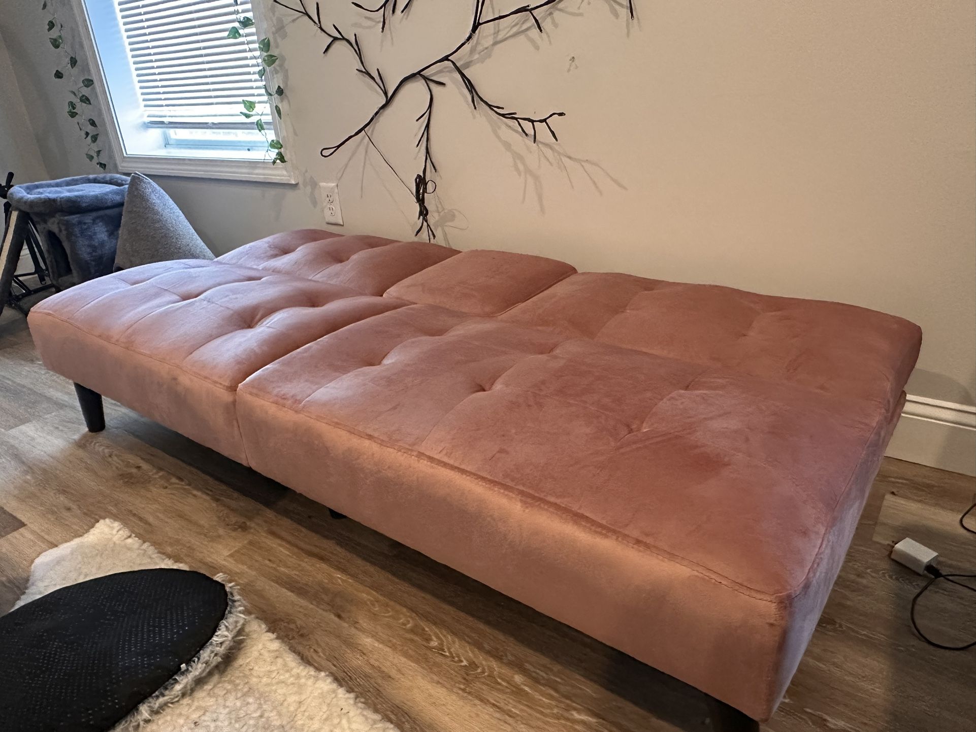 JAMFLY Futon Couches Loveseat Sofa Bed, Convertible Lazy Futon Sofa Bed with Cup Holder
