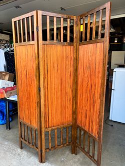 Wood & Bamboo Folding Room Divider/ Privacy Screen – 3 Panel