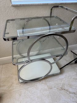 Modern Glass & Chrome Bar Cart 3 Tiers