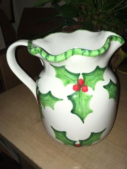 Present tense and Hathaway Holly Jolly 56 ounce Christmas Pitcher