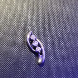 3 Diamond Chips Sterling Pendant 