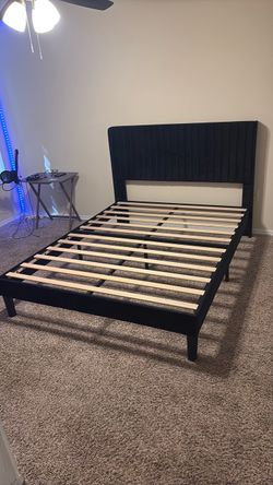 Queen Upholstered Bed Frame w/ Headboard — Pickup Only