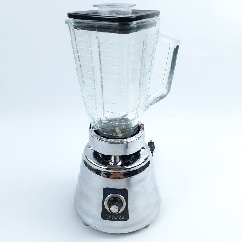 Oster Osterizer Contemporary Classics Blender 5 Cup Model 4094 Silver Metal Glass 400 Watt With New Gasket Seal Works Perfectly Tested Complete