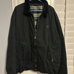 VTG Y2K 90s POLO RALPH LAUREN FLANNEL LINED BLACK WINDBREAKER JACKET SIZE XXL