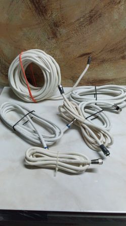 (6) Six White Coax Cables, $8 Shipping