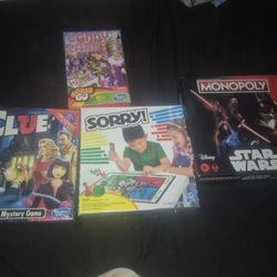 Games(clue,sorry,candyland,Star Wars Monopoly 