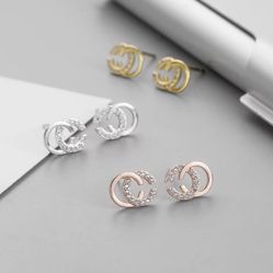 GIRLS EARRINGS 925 SILVER PLATED 3 COLORS