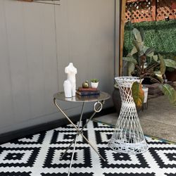 Vintage Metal Round Folding Tray / Side table . 