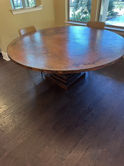 Large Solid Wood Table With Copper Top