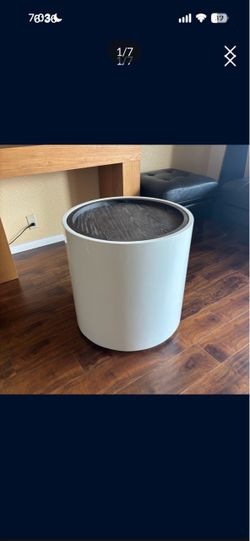 One cylinder accent table drum with serving tray lid and storage space