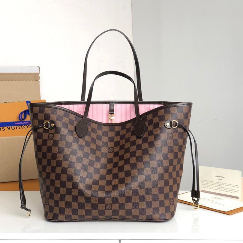 Louis Vuitton, Bags, Louis Vuittondamier Ebene Neverfull Mm With Ballerina  Pink Interior With Extras