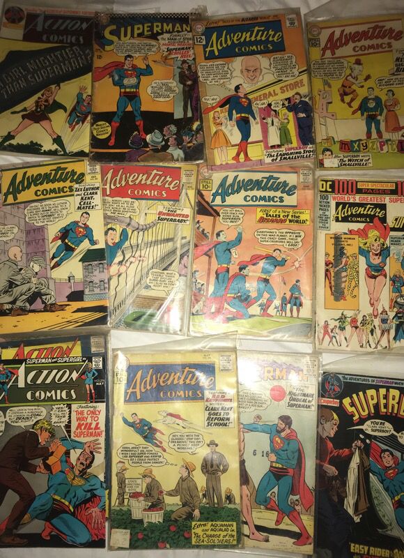 Collection of vintage Superman, adventure comics, action comics from the 60s all original