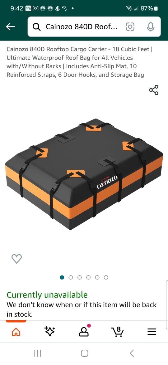 Cainozo Roof Bag- ORANGE AND BLACK