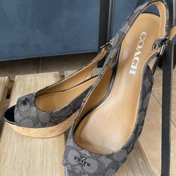 Coach Black Wedge Sandal