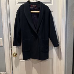 Woman’s Navy Blue 100% Lana Wool Peacoat Jacket Size Medium 