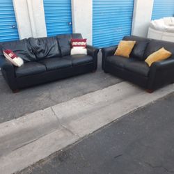 Modern Leather Original Couch And Loveseat,  Very Clean 