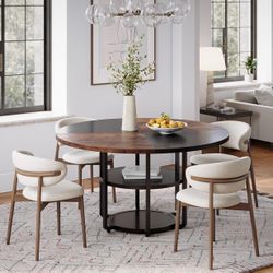 Round dining table. Mesa de comedor redonda de 47 pulgadas para 4 personas