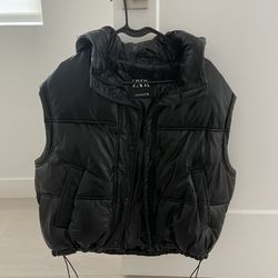 Zara Leather Puffer Vest Size S
