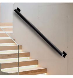 Stair Railing Indoor - Handrails for Stairs, 3ft Black Metal Staircase Hand Rails/Modern Wrought Iron Handrail, Industrial Wall Mounted Handrails Outd