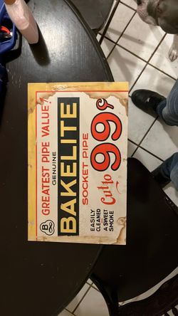 1920’s hand painted genuine, bake, light socket pipe, tobacco advertising