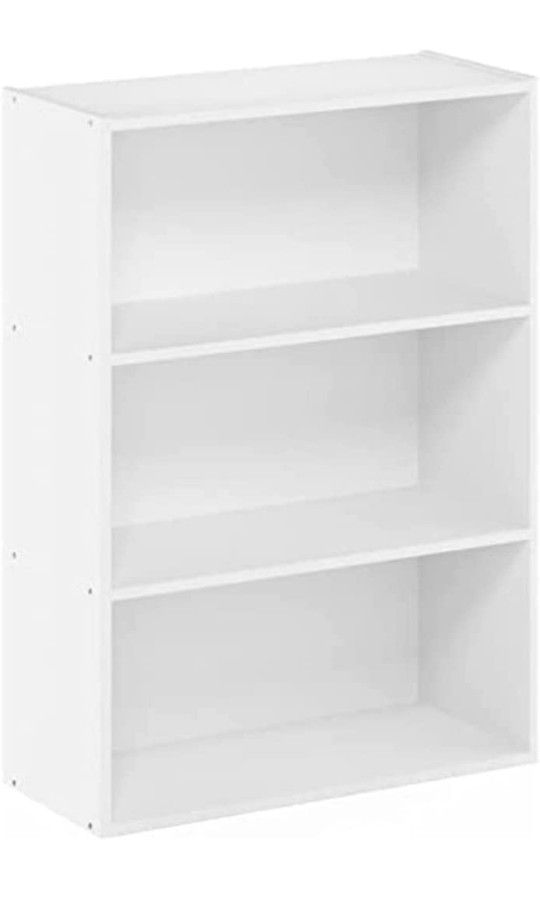 Furinno Pasir 3-Tier Open Shelf Bookcase, Plain White

