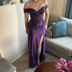 PROM DRESS - Purple Off the Shoulder dress