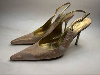 Dolce & Gabbana Gold Brocade Stiletto Slingback Heels EU 38