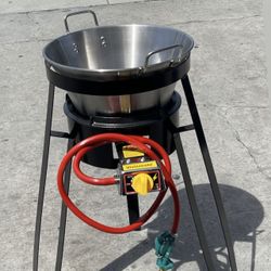 Cazo Con Vase I Quemador Nuevo 3 Pcs Set Para Freir Con Mangera