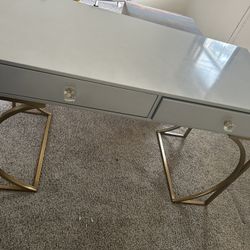 Modern Dressing Table (Grey & Gold)