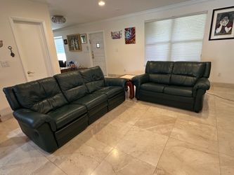 Sofa with recliners and loveseat