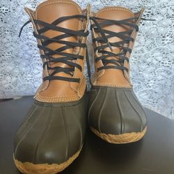 Women's Rubber Rain Boots Lace Up - Size 7 - Brown & Grey - Outdoor Footwear