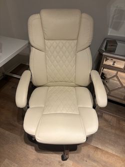 Cream Leather Executive Office Chair
