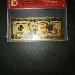 Genuine 24 Karat Gold $50 Banknote With Authenticity
