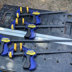 Irwin Quick Grip Clamps 24” And 12” Capacity Set Of 4