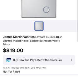 James Martin Vanities Levitate 42-in x 48-in Lighted Plated Nickel Square Bathroom Vanity Mirror