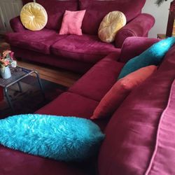 Burgundy  Loveseat,and Couch Set