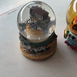 3 Music Box Snow Globes Clowns Noah’s Ark 