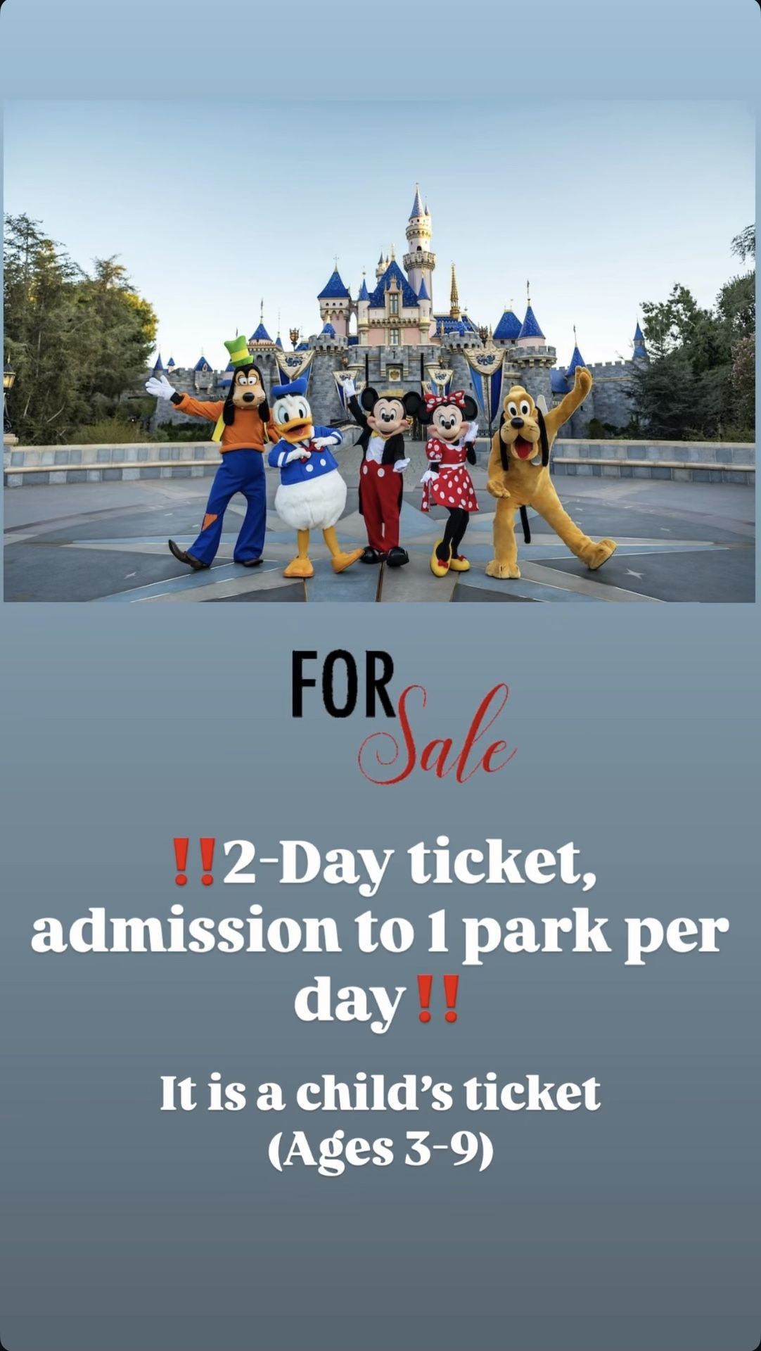 CHILDS DISNEYLAND TICKET