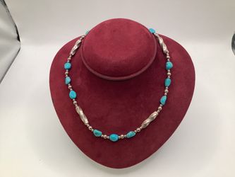 Sterling Silver Turquoise Stone Chain Necklace