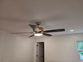 Modern 52" Ceiling Fan with LED Light – Black Blades / Brushed Brass – Like New