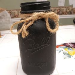 Black Black BALL Quart Jar Painted With CHALK PAINT
