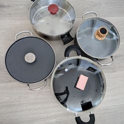 Set of Cooking Pots with Glass Lids