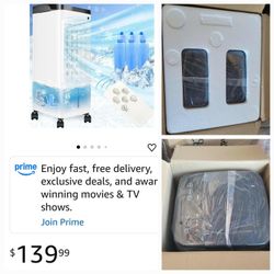 8658: New Portable Air Conditioners, Upgraded 3 in 1 Air Conditioner with 5 L Water Tank, 12H Cooling Time, 3 Speeds, 65° Oscillation, Swamp Cooler Po