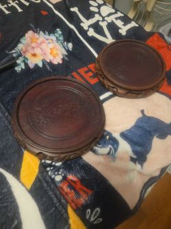 Round Carved Wood Display Stands Set of 2